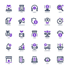 Business Growth icon pack for your website, mobile, presentation, and logo design. Business Growth icon mixed line and soldi design. Vector graphics illustration and editable stroke.