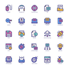 Programming icon pack for your website, mobile, presentation, and logo design. Programming icon filled color design. Vector graphics illustration and editable stroke.