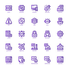 Programming icon pack for your website, mobile, presentation, and logo design. Programming icon basic line gradient design. Vector graphics illustration and editable stroke.