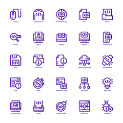 Programming icon pack for your website, mobile, presentation, and logo design. Programming icon basic line gradient design. Vector graphics illustration and editable stroke.