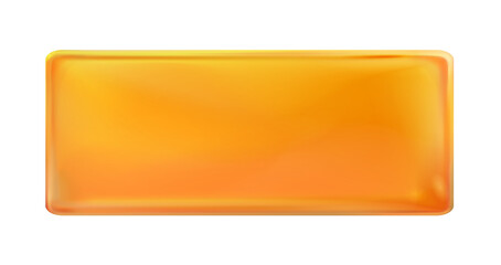 Orange rectangular painted plate isolated. Label, template. Png.