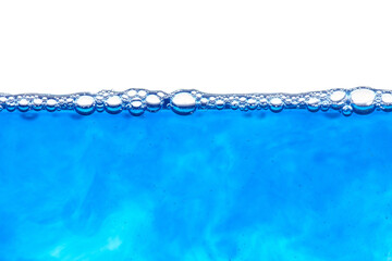 Water wave with bubbles on transparent background.