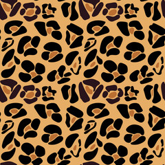 Leopard or cheetah fur texture. Animal leopard print seamless pattern. Abstract tiger spotted print. Wild animal pattern background or texture. Seamless leather texture. Animal safari skin texture.