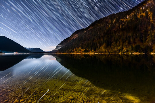 Startrails above the Sylvenstein Lake