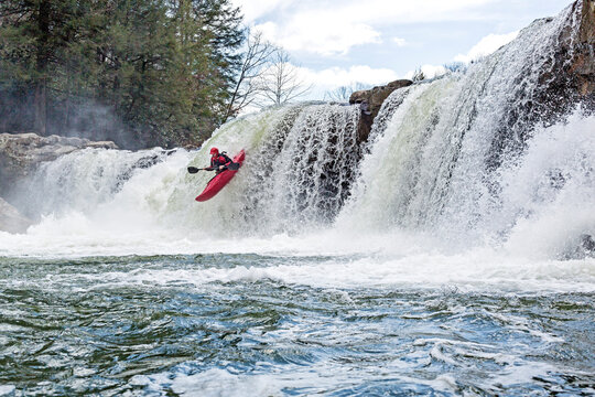 Kayaking a waterfall