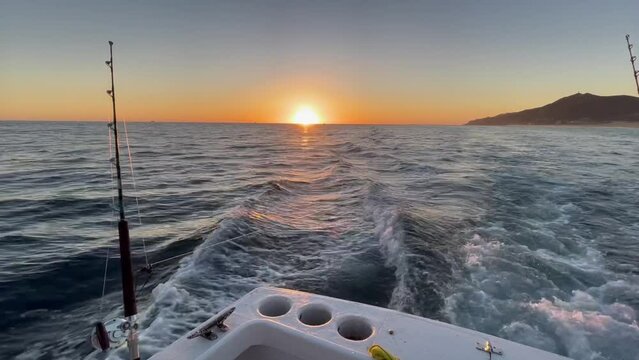 Fishing Sunset Sunrise Deep Sea Ocean Charter Boat 