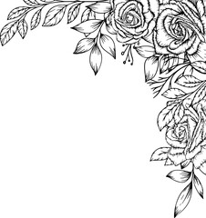 outline rose flower frame border decoration