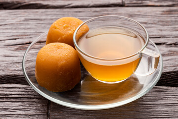 Sugarcane panela drink - Saccharum officinarum. Typical Colombian drink aguapanela
