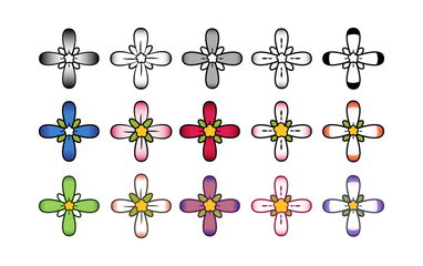 Fototapeta premium Set of colorful flowers in old school style for tattoo