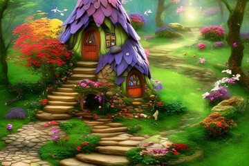 fairy house in forest fantasy 