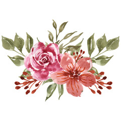 rose flower watercolor bouquet arrangement