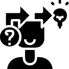 Idea icon symbol in black, creative inovation bulb symbol vector image