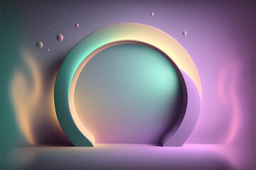 circular neon portal on a pedestal, generative ai