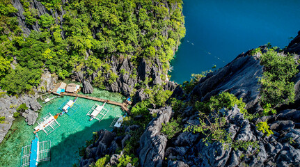 Drone Aerial of Barracuda Lake, Palawan, Philippines 4
