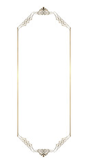 Graphic material, certificate of merit, gold metallic orient pattern, arabesque pattern, antique, ornamental ruled vintage rectangular frame