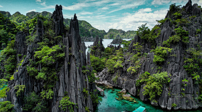 Jagged Karst Cliffs in Palawan, Philippines