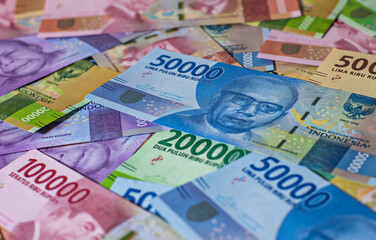 Obraz premium Various types of Indonesia rupiah money Bank Notes