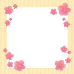 梅いっぱい和柄フレーム/黄色