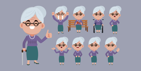 Old people with different poses