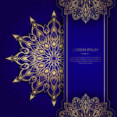 Blue background with golden mandala ornament
