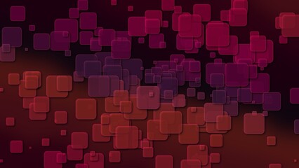Illustration of an orange red purple pink background with rounded squares in different distances and sizes with added effects