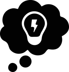 Idea icon symbol in black, creative inovation bulb symbol vector image