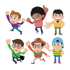 Guys in different poses