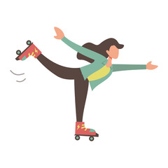 hand-drawn illustration of a person playing roller skates