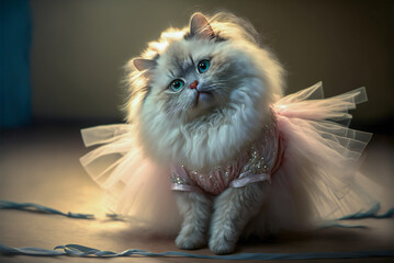 Very sweet and cuddly cat in ballerina outfit