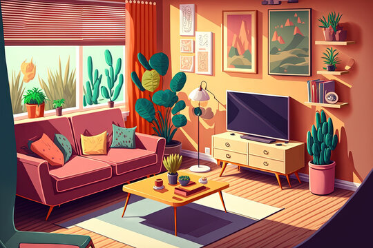 Modern living room interior. Generative AI
