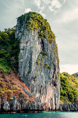 Massive Rock Cliff Face Above Ocean In El Nido, Palawan, Philippines