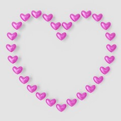 Valentine's Day Background: Frame with cute little colorful hearts  (3D Rendering)