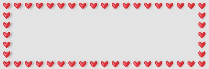 Valentine's Day Background: Frame with cute little colorful hearts  (3D Rendering)