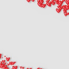 Valentine's Day Background Frame with red hearts (3D Rendering)