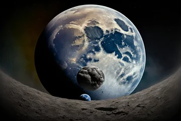 Keuken foto achterwand Volle maan en bomen Earth from space