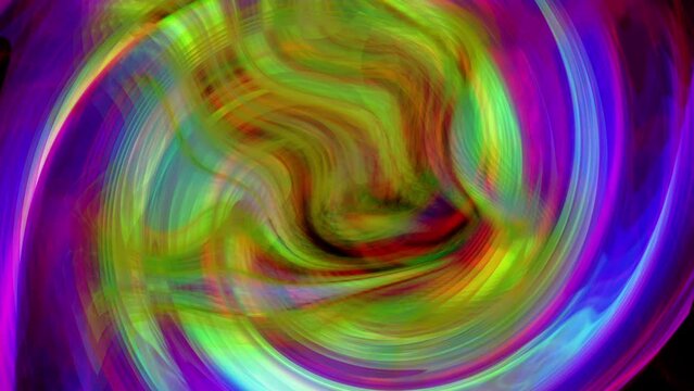 Abstract wavy liquid psychedelic animated abstract twist curved trippy shapes. Digital hippy flowing motion background. Animated hallucinogens dream surreal spiral animation in vivid colors