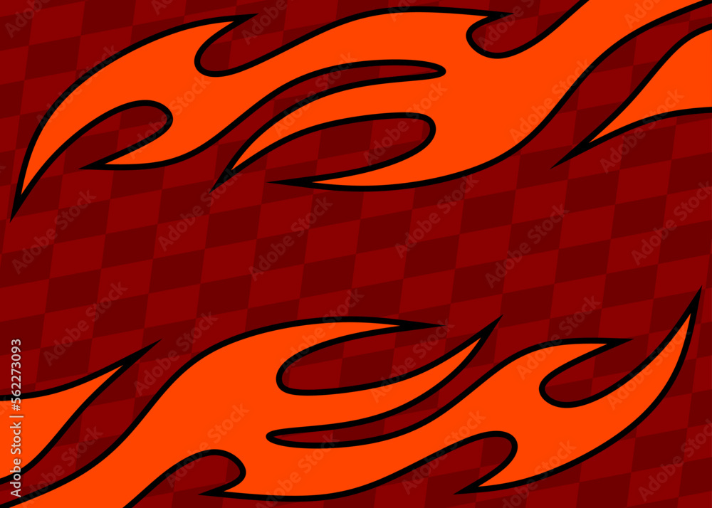Poster Abstract background with flame and checkered flag pattern and with some copy space area