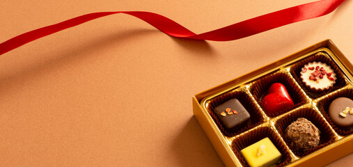 chocolate in a gift box. チョコレートギフト。箱に入ったチョコレート