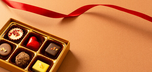 chocolate in a gift box. チョコレートギフト。箱に入ったチョコレート