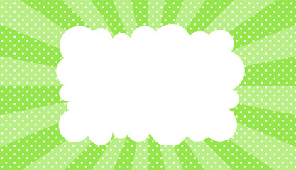 サンバーストとドットの背景にもこもこの吹き出しフレームのイラスト
