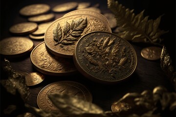 Tas de pi&egrave;ces d'or