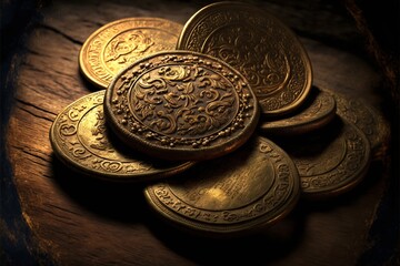 Tas de pi&egrave;ces d'or