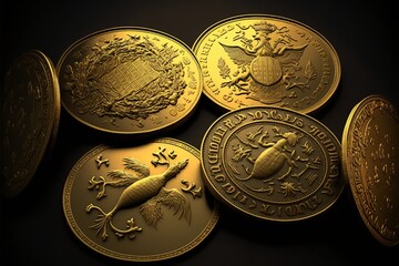 Tas de pi&egrave;ces d'or