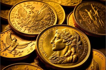 Tas de pi&egrave;ces d'or