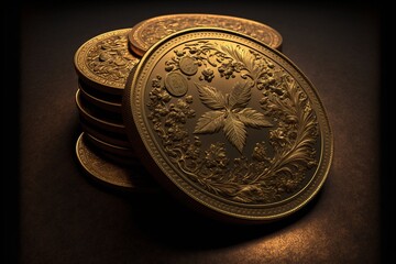 Tas de pi&egrave;ces d'or