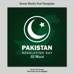 pakistan resolution day 23 march poster banner post template modern creative vector ilustration design
