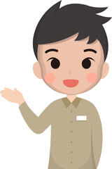 Boy in shirt makes gestures