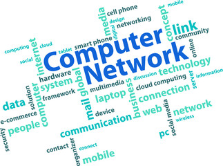 Computer network word cloud template. Business plan idea concept