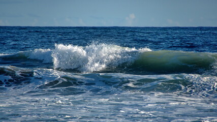 Waves breaking on the shore in Zipolite, Mexico