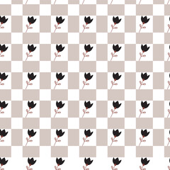 Vector seamless pattern with rectangles and small flowers.